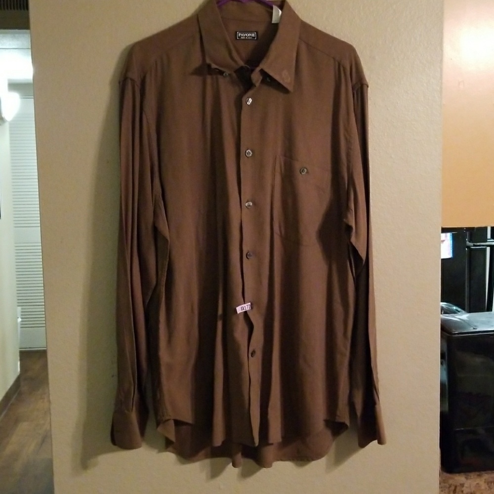 PAVONE Men's XL brown button down